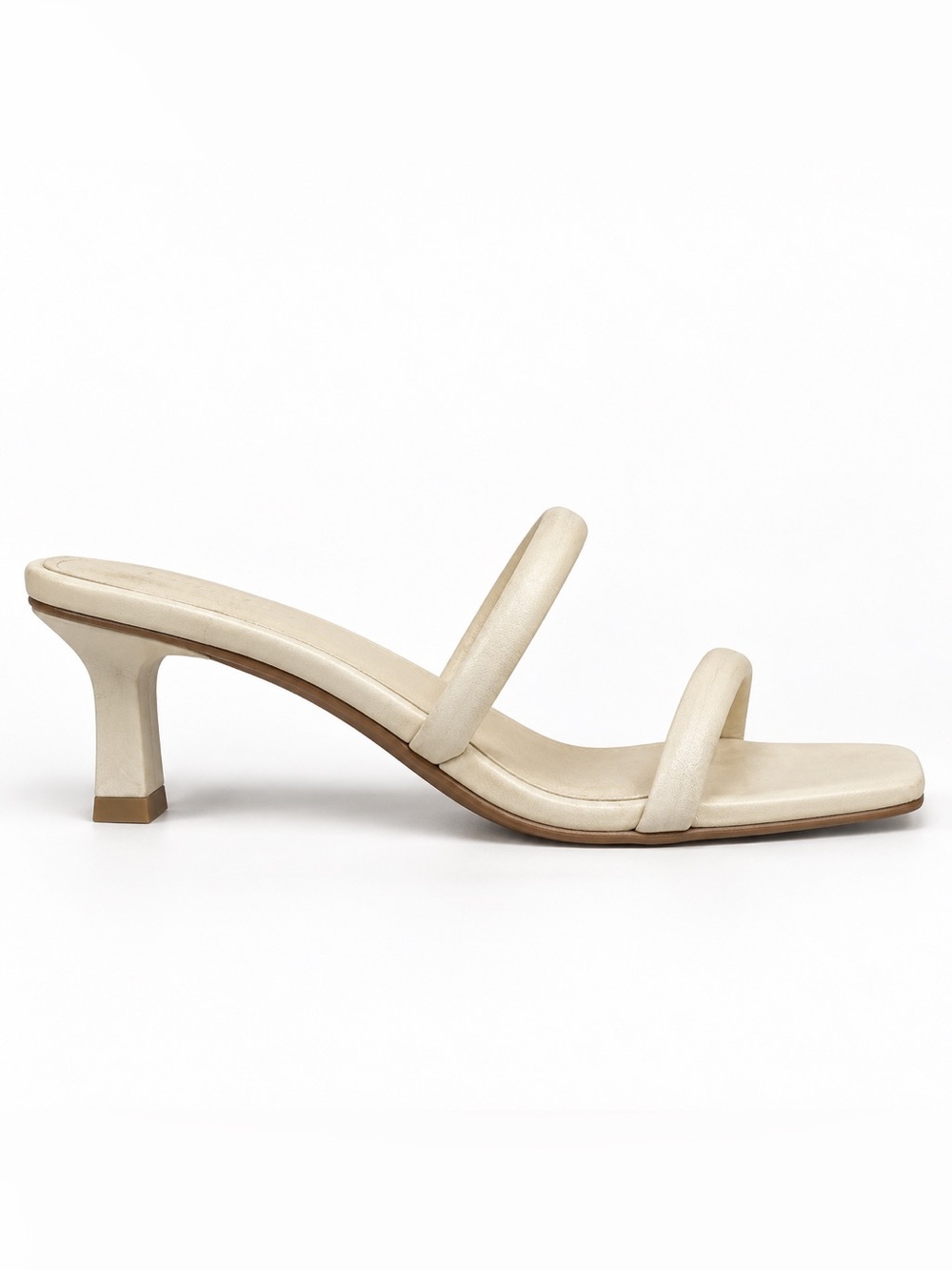 Zara Ivory Double-Strap Mid Heel Mule